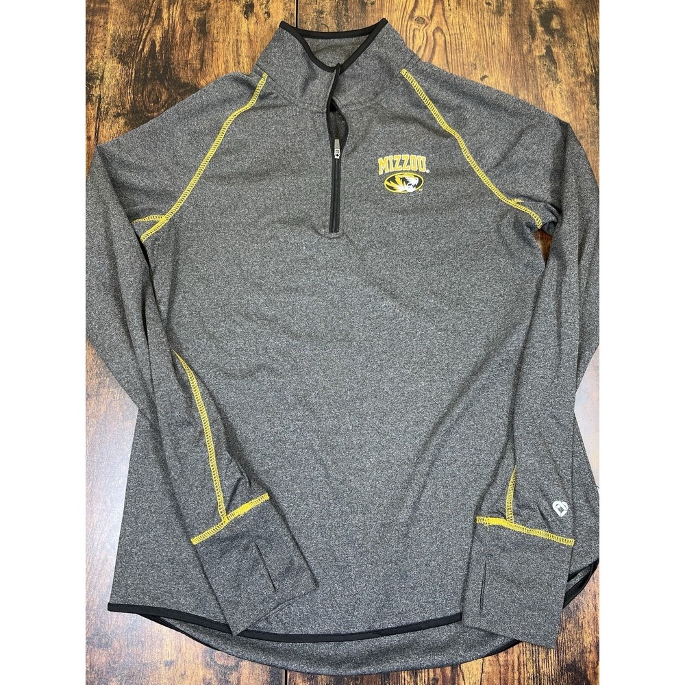 Colosseum Women's Mizzou Tigers Gray Quarter-Zip Pullover Large Thumbholes